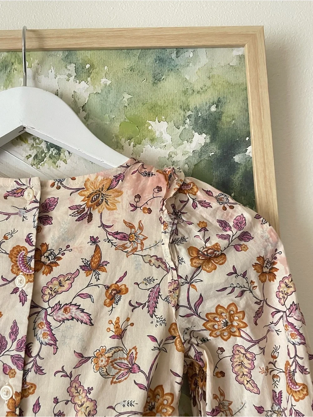 Janie and Jack Girls The Cleo Seedpear Floral Smocked Long Sleeve Dress Size 8
